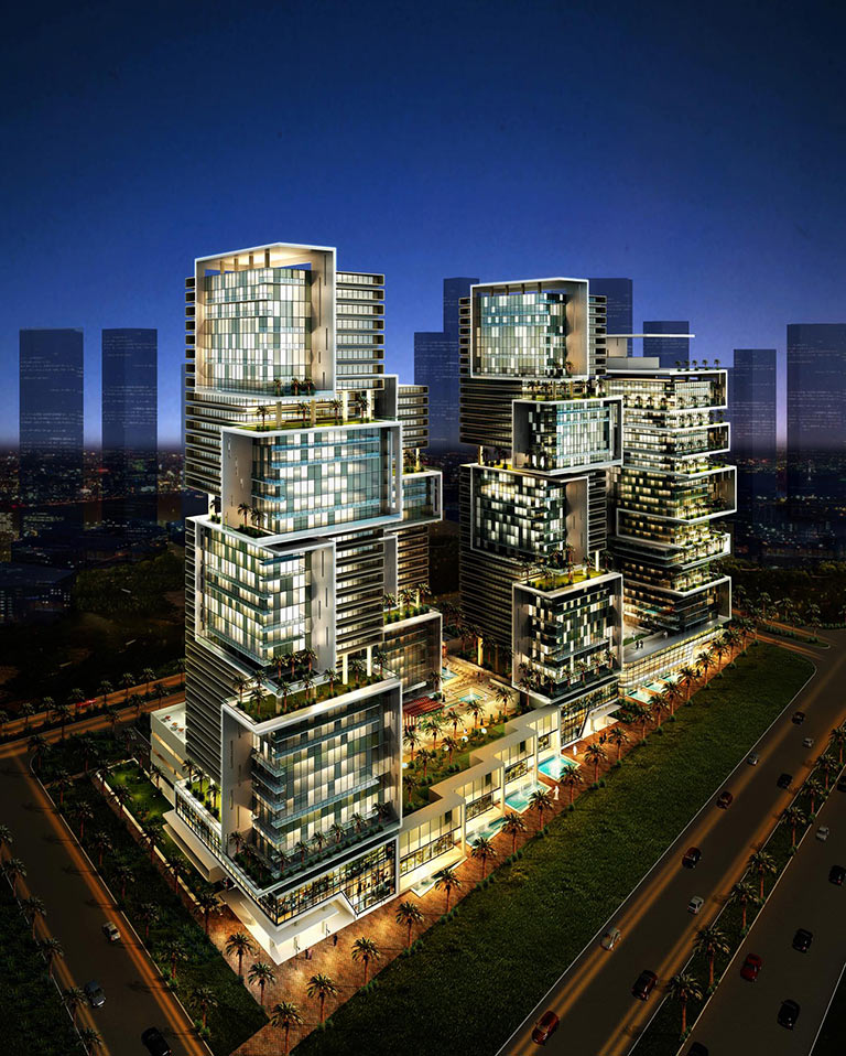 Humphreys Partners Architects 4 Towers Residential Rendering Night